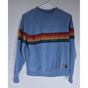 Aviator Nation Cashmere Blue 6-Stripe Rainbow Sweater; Unisex Size = Small